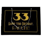 33ste verjaardag — Art Deco geïnspireerd look "33" Groot Cadeauzakje (Voorkant)