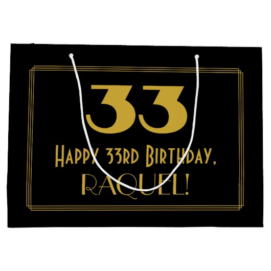 33ste verjaardag — Art Deco geïnspireerd look "33" Groot Cadeauzakje (Achterkant)