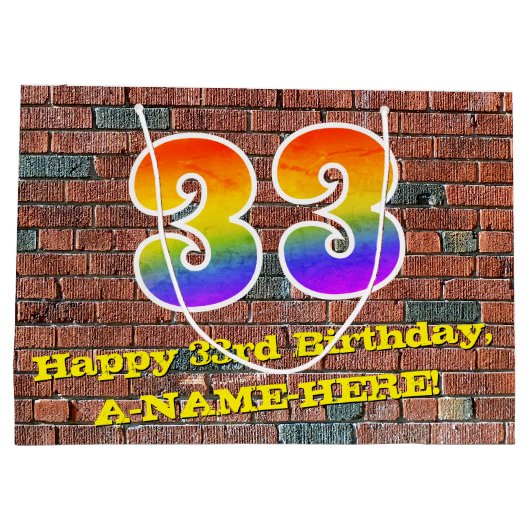 33ste verjaardag: Plezier, op graffiti geïnspireer Groot Cadeauzakje (Achterkant)