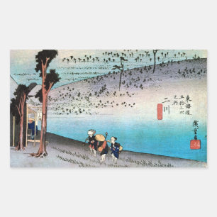 34. 二 宿, 広 Futagawa-juku, Hiroshige, Ukiyo-e Rechthoekige Sticker