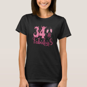 34 & Fabulous Queen Crown 34-jarige 34th Birthda T-shirt