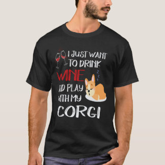 34 Ik wil gewoon wijn drinken Corgi T-shirt