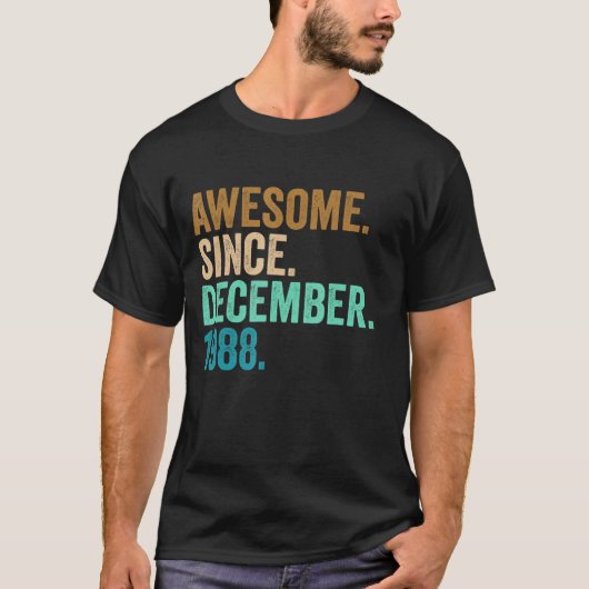 34 jaar 34e verjaardag Geweldige sinds december T-shirt (Voorkant)