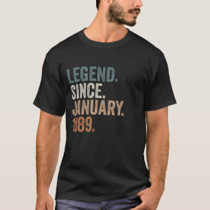34 jaar 34e verjaardag Legende sinds 1 januari T-shirt