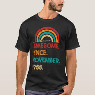 34 jaar Geweldige sinds november 1988 34e geboorte T-shirt