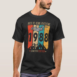 34 Jaar Oud Retro Vintage Augustus 1988 34e Geboor T-shirt