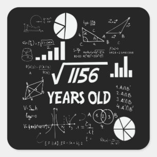34 jaar oude Bday Wiskunde Teacher 34e verjaardags Vierkante Sticker