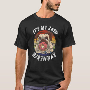 34 jaar Oude Pug en Donut 34th T-shirt