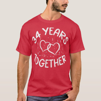 34 jaar samen 34e Jubileum Happy Husband W T-shirt