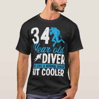 34 jaar Scuba Diving Diver Snorkel 34 zondag T-shirt