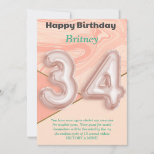 34-jarige meisjes Happy Birthday-kaart
