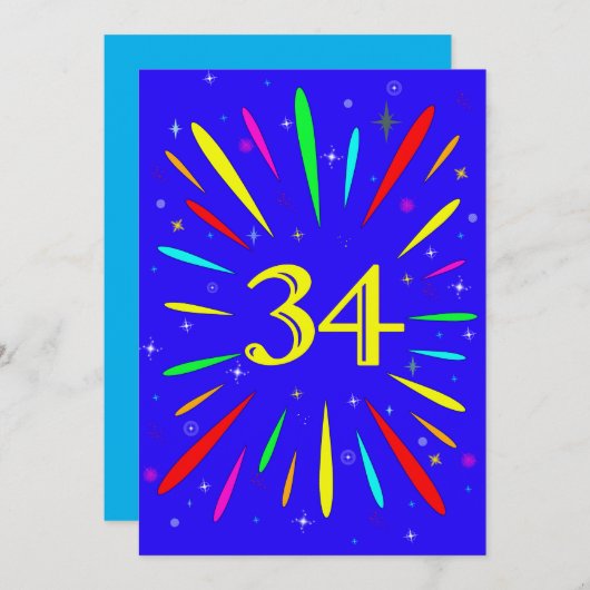 34e anniversaire Fête Invitation Explosion (Devant / Derrière)