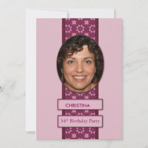 34e anniversaire Invitation de fête Photo et nom