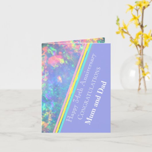 34e bruiloft Jubileum, Opal Kaart (Gele Bloem)