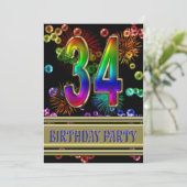 34e fête d'anniversaire Invitation avec bulles (Debout devant)