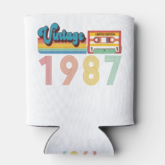 34e geboortedag Retro 1987 Cassettebandje Blikjeskoeler (Achterkant)