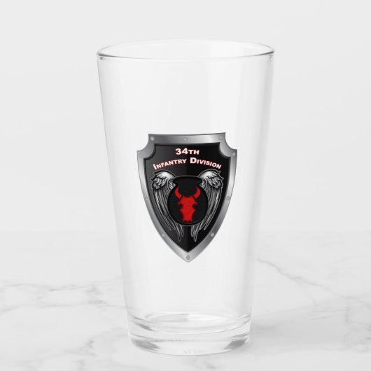 34e infanteriedivisie Gepersonaliseerd schild Glas (Voorkant)
