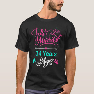 34e Jubileum dat overeenkomt met paar hem en H T-shirt