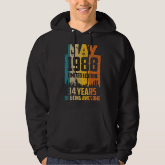 34e verjaardag 34 jaar Geweldige sinds mei 1988 Vi Hoodie