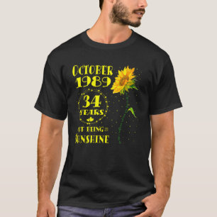 34e verjaardag 34 jaar oude zonnebloem liefhebbers t-shirt