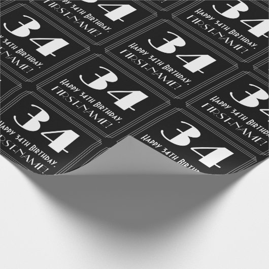 34e verjaardag - Art Deco geïnspireerd look "34", Cadeaupapier (Hoek)