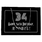 34e verjaardag — Art Deco geïnspireerd look "34" & Groot Cadeauzakje (Achterkant)