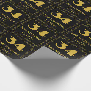 34e verjaardag - Art Deco geïnspireerde look "34"  Cadeaupapier