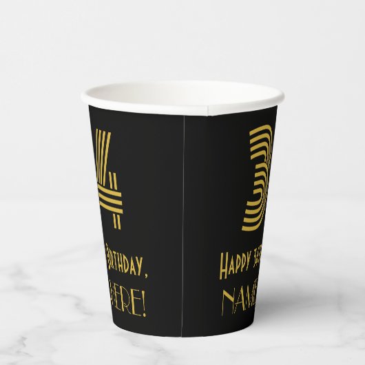 34e verjaardag: Art Deco Geïnspireerde look "34" e Papieren Bekers (Rechts)