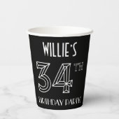 34e verjaardag: Art Deco Style + aangepaste naam Papieren Bekers (Achterkant)