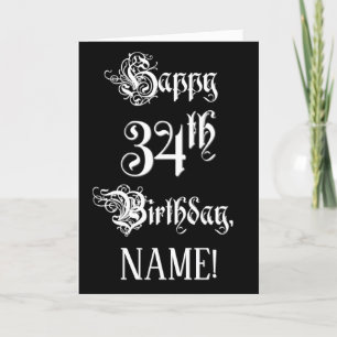 34e verjaardag: Fancy, elegant script + aangepaste Kaart