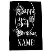 34e verjaardag: Fancy, elegant script + aangepaste Medium Cadeauzakje (Voorkant)