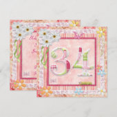 34e verjaardag feest scrapbooking stijl kaart (Voorkant / Achterkant)