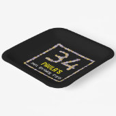 34e verjaardag: Floral Flowers Number, Custom Name Papieren Bordje (Gebogen)