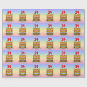 34e verjaardag: Fun Cake and Candles + Custom Name Cadeaupapier (Vlak)