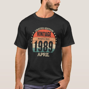 34e verjaardag Geweldige sinds april 1989 34 jaar T-shirt