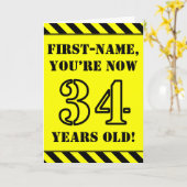 34e verjaardag: Leuke stencil stijl tekst, aangepa Kaart (Gele Bloem)