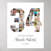 34e verjaardag nummer 34 aangepaste fotocollage poster (Voorkant)