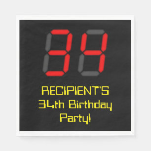 34e verjaardag: Red Digital Clock Style "34" + naa Servet