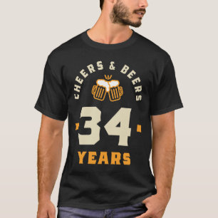 34e verjaardag van de borstkas en het bier t-shirt