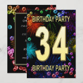 34e verjaardag van het Vuurwerk van de Uitnodiging (Voorkant / Achterkant)