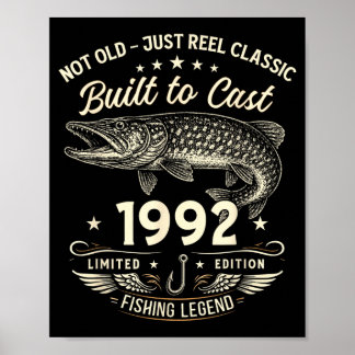 34e verjaardag Visgift voor mannen Origineel 1992 Poster