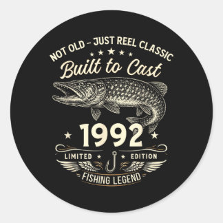 34e verjaardag Visgift voor mannen Origineel 1992 Ronde Sticker