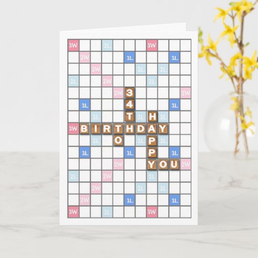 34e verjaardag, Word Game Board Kaart (Gele Bloem)