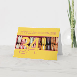 34ste Franse verjaardag Macaron-Joyeux Anniversair Kaart