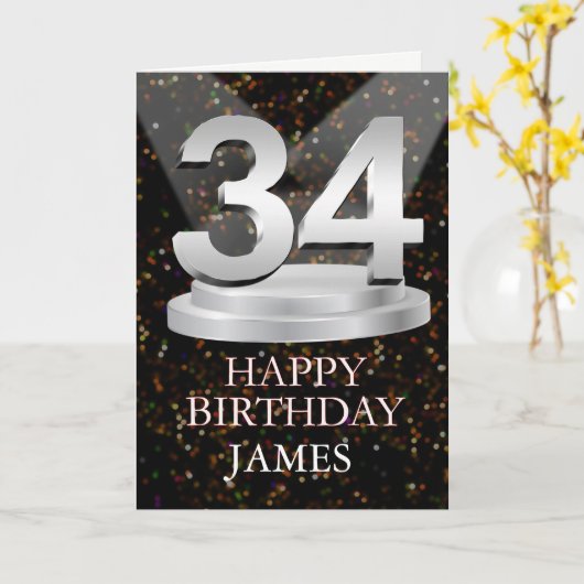 34th Birthday Spotlights Ajouter une carte de nom (Fleur jaune)