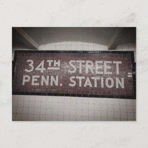 34th Street New York, NY Tegel Treinstation Sign Briefkaart