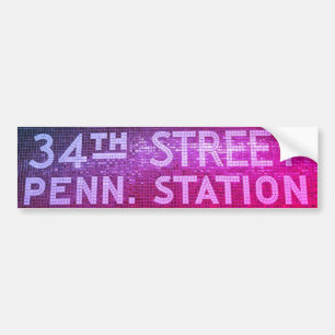 34th Street New York, NY Tegel Treinstation Sign Bumpersticker