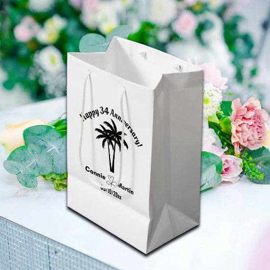 34th Wedding Anniversary Palm Trees Medium Cadeauzakje