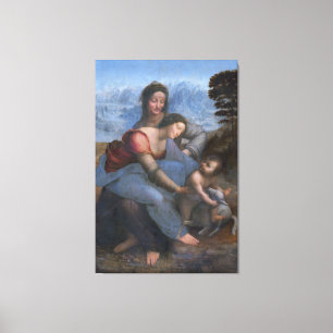 34x51 De Maagd en het Kind met Saint Anne Canvas Afdruk
