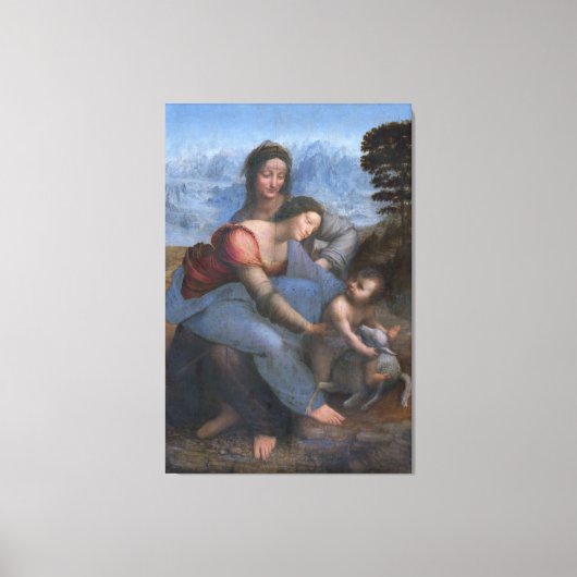 34x51 De Maagd en het Kind met Saint Anne Canvas Afdruk (Voorkant)